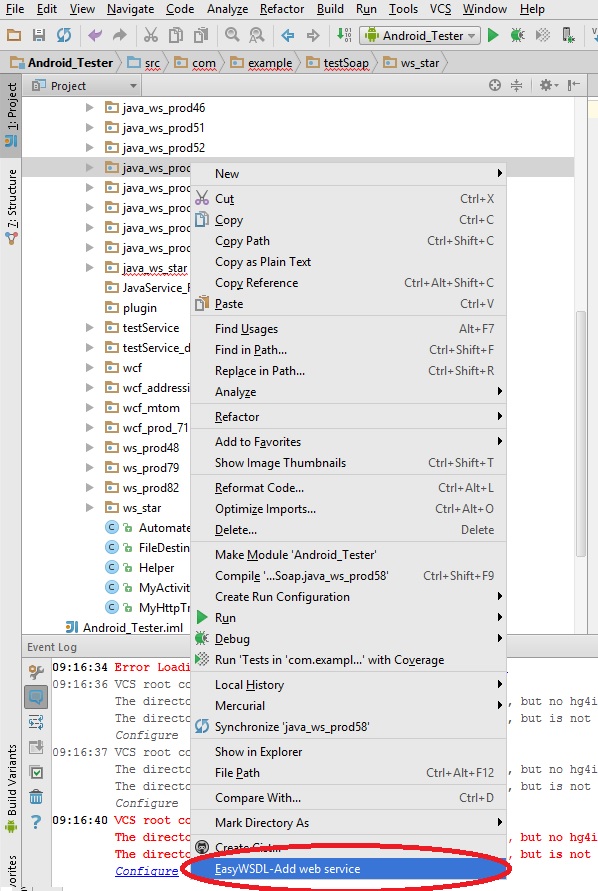 easyWSDL context menu